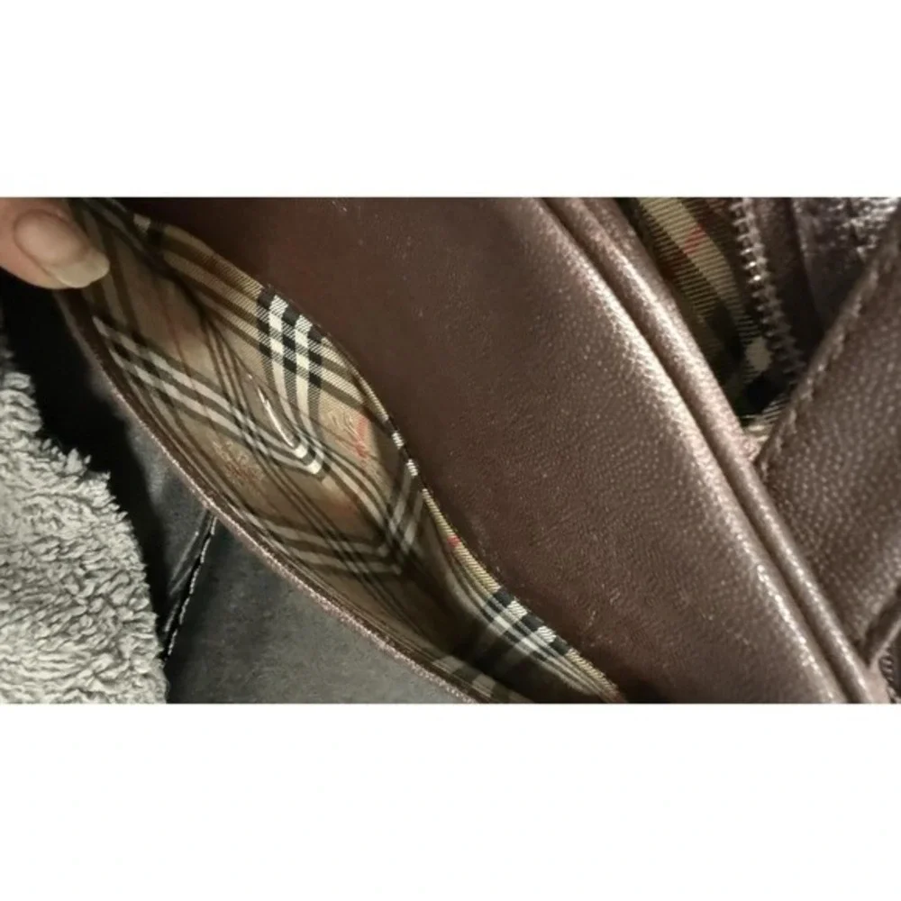 Vintage BURBERRY Hand bag‎ Brown Leather & Suede Authentic Purse With COA